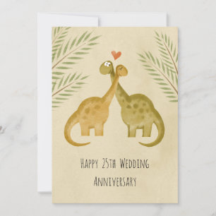 Happy 25th Wedding Anniversary Couple Dinosaurs Ca