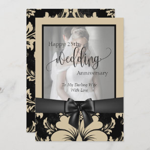 Happy 25th wedding anniversary traditional photo   invitation