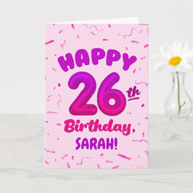 Happy 26th Birthday Card with Custom Name (Small Plant)