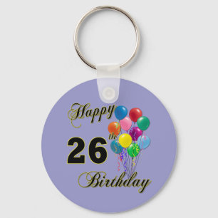 Happy 26th Birthday Gifts with Balloons Key Ring
