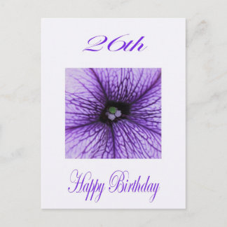 Happy 26th Birthday purple Blossom Postcard