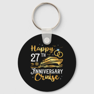 Happy 27th Anniversary Cruise Golden Wedding Trip Key Ring