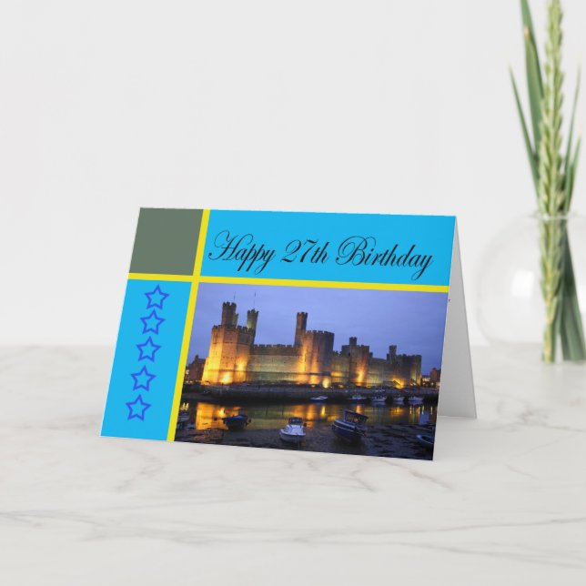 Happy 27th Birthday Caernarfon Castle Card (Front)