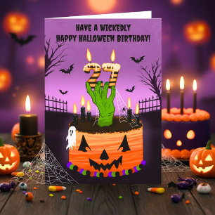 Happy 27th Halloween Birthday Spooky Cake Card