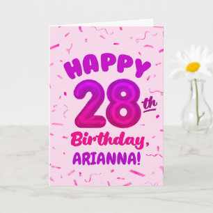Happy 28th Birthday Card with Custom Name
