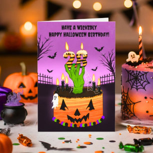 Happy 28th Halloween Birthday Spooky Cake Card