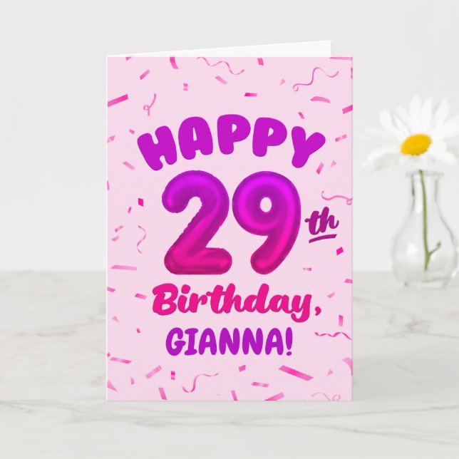 Happy 29th Birthday Card with Custom Name (Small Plant)