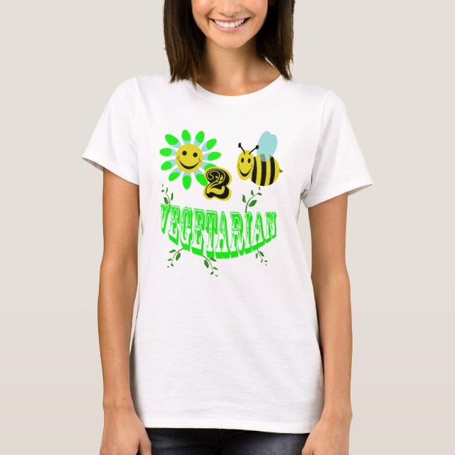 happy 2 bee vegetarian T-Shirt (Front)