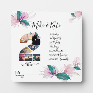 Happy 2nd Anniversary ,Custom Photo collage, Count Plaque