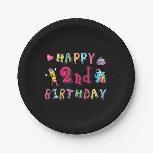 Happy 2nd Birthday. 2 year b-day. Paper Plate