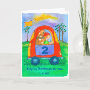 Happy 2nd Birthday Boy Custom Name Card