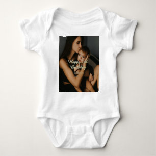 Happy 2nd birthday kids baby mother yellow gray na bodysuit
