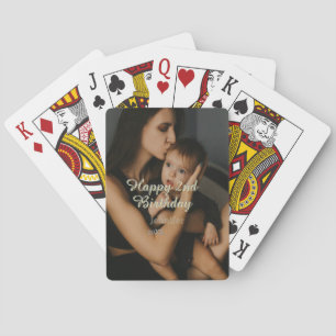 Happy 2nd birthday kids baby mother yellow gray na playing cards