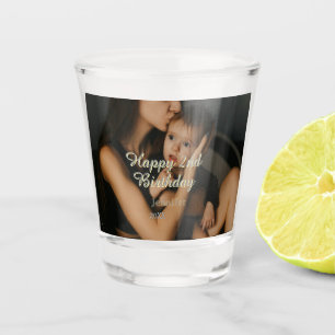 Happy 2nd birthday kids baby mother yellow gray na shot glass