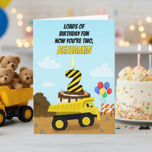 Happy 2nd Birthday Personalise Dump Truck Card