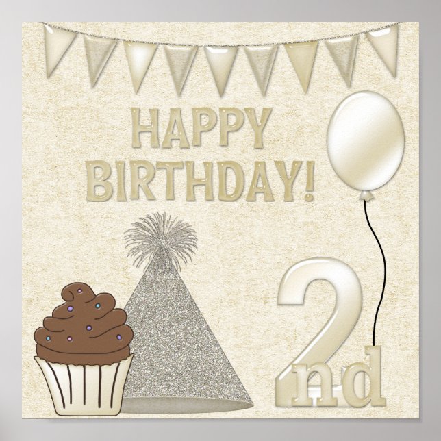 Happy 2nd Birthday Poster Print (Front)