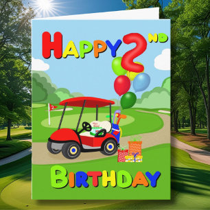 Happy 2nd Birthday Red Boys Golf Card