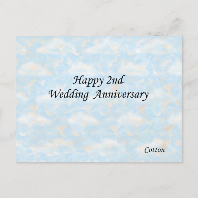 Happy 2nd. Wedding Anniversary Postcard (Front)