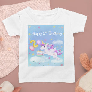 Happy 2rd Birthday Unicorn with Birthday Cake T-Shirt