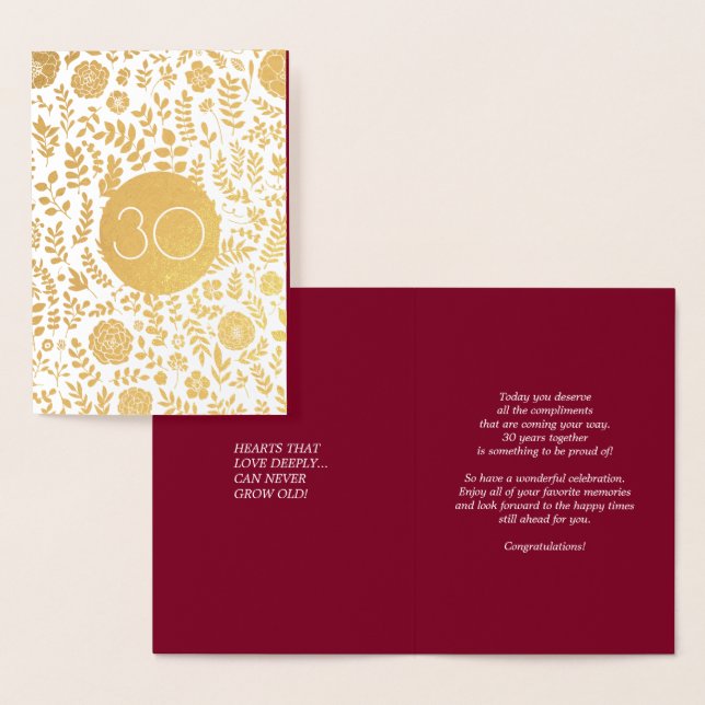 Happy 30th Anniversary Luxury  Foil Card (Display)