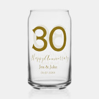 Happy 30th anniversary name date golden bold lette