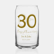 Happy 30th anniversary name date golden bold lette
