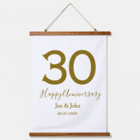 Happy 30th anniversary name date golden bold lette