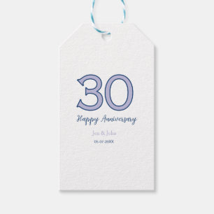 Happy 30th anniversary name date purple pastel ret gift tags
