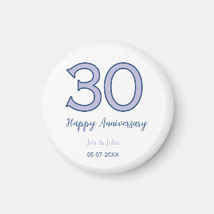 Happy 30th anniversary name date purple pastel ret magnet