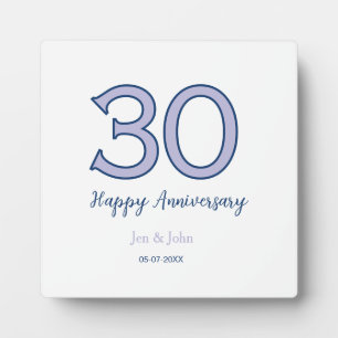 Happy 30th anniversary name date purple pastel ret plaque
