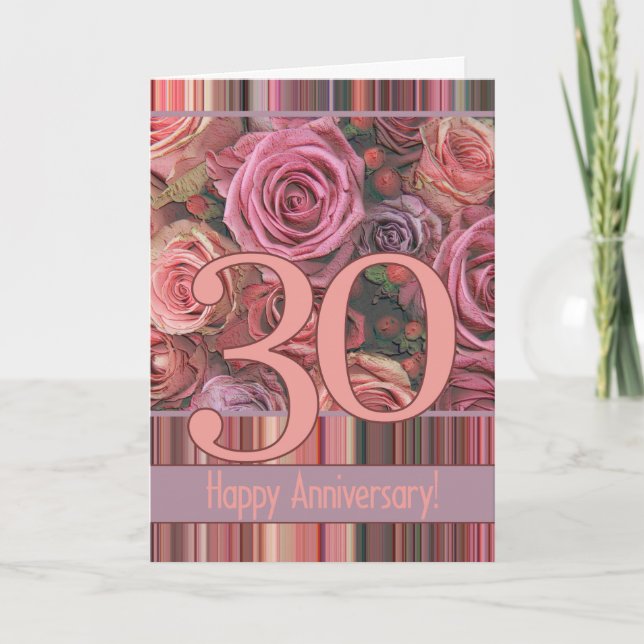 Happy 30th Anniversary roses Card (Front)