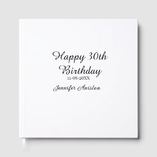 Happy 30th birthday add name date stylish simple  guest book