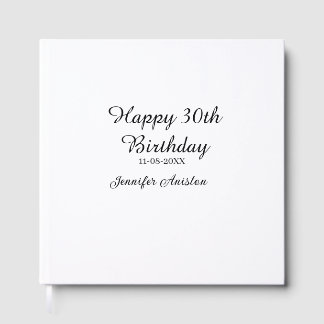 Happy 30th birthday add name date stylish simple guest book
