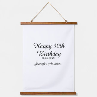 Happy 30th birthday add name date stylish simple  hanging tapestry