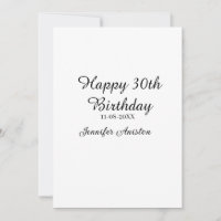 Happy 30th birthday add name date stylish simple 