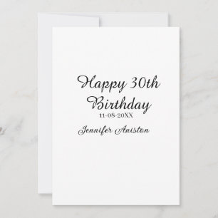 Happy 30th birthday add name date stylish simple  invitation
