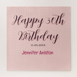 Happy 30th birthday add name date stylish simple jigsaw puzzle