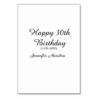 Happy 30th birthday add name date stylish simple 