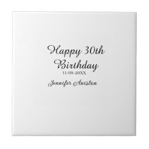 Happy 30th birthday add name date stylish simple  tile