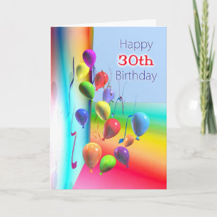 Happy 30th Birthday Balloon Wall Card