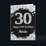 Happy 30th Birthday Black and Silver Glitter Card<br><div class="desc">Happy 30th Birthday Black and Silver Glitter Card with personalised name. For further customisation,  please click the "Customise it" button and use our design tool to modify this template.</div>