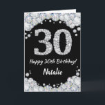 Happy 30th Birthday Black and Silver Glitter Card<br><div class="desc">Happy 30th Birthday Black and Silver Glitter Card with personalised name. For further customisation,  please click the "Customise it" button and use our design tool to modify this template.</div>