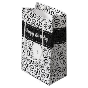 Happy 30th Birthday Black and White Number Pattern Small Gift Bag
