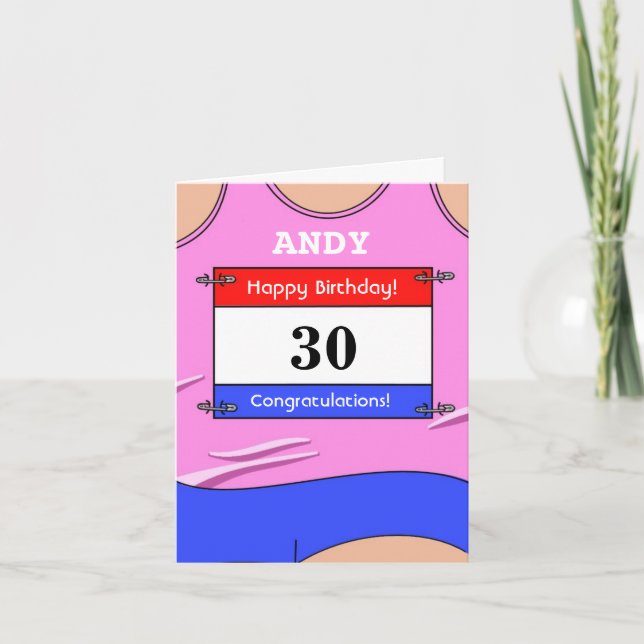 Happy 30th Birthday card for a runner (Front)