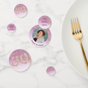 Happy 30th Birthday Chic Falling Rose Gold Glitter Confetti