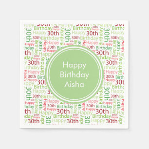 Happy 30th Birthday Custom Name Napkin