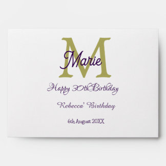 Happy 30th Birthday goldenadd name monogram modern Envelope