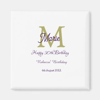 Happy 30th Birthday goldenadd name monogram modern Magnet