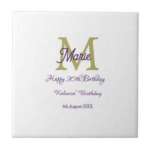 Happy 30th Birthday goldenadd name monogram modern Tile