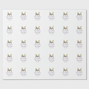 Happy 30th Birthday goldenadd name monogram modern Wrapping Paper